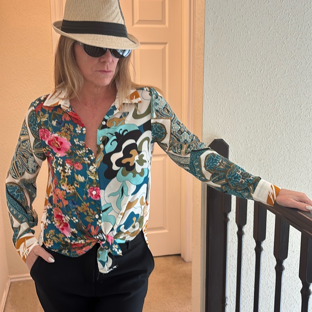 XS colorful high lo top.